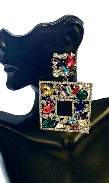 Embellished Square Earrings - Multi Color