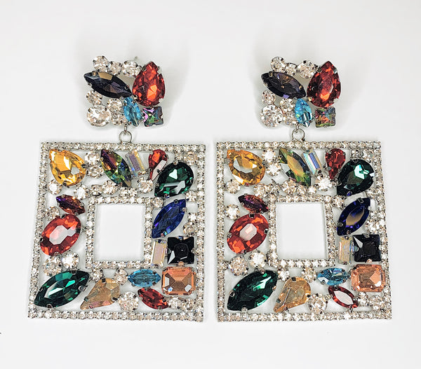 Embellished Square Earrings - Multi Color